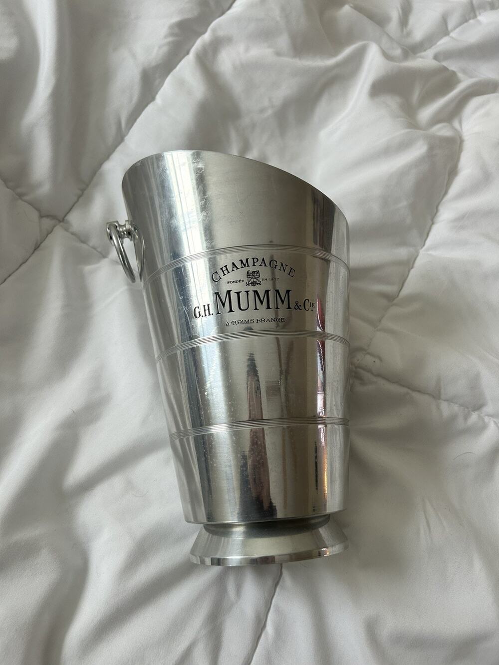 GH Mumm Reims France Aluminum Ice Bucket MCM Large